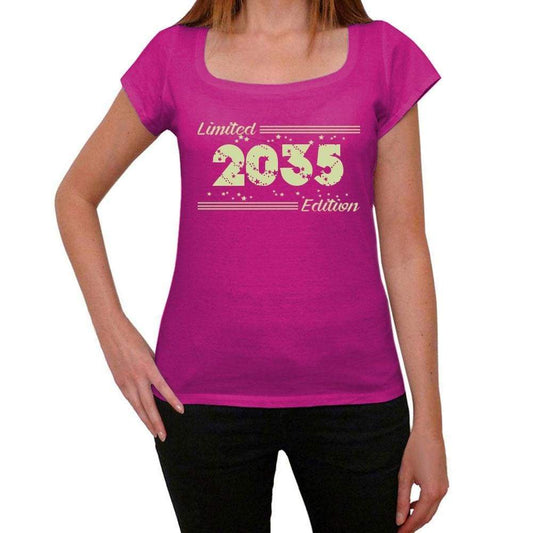 2035 Limited Edition Star Womens T-Shirt Pink Birthday Gift 00384 - Pink / Xs - Casual