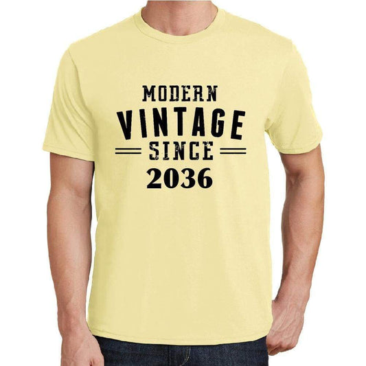 2036 Modern Vintage Yellow Mens Short Sleeve Round Neck T-Shirt 00106 - Yellow / S - Casual