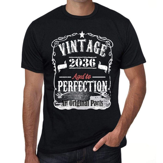 2036 Vintage Aged To Perfection Mens T-Shirt Black Birthday Gift 00490 - Black / Xs - Casual