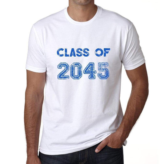 2045 Class Of White Mens Short Sleeve Round Neck T-Shirt 00094 - White / S - Casual
