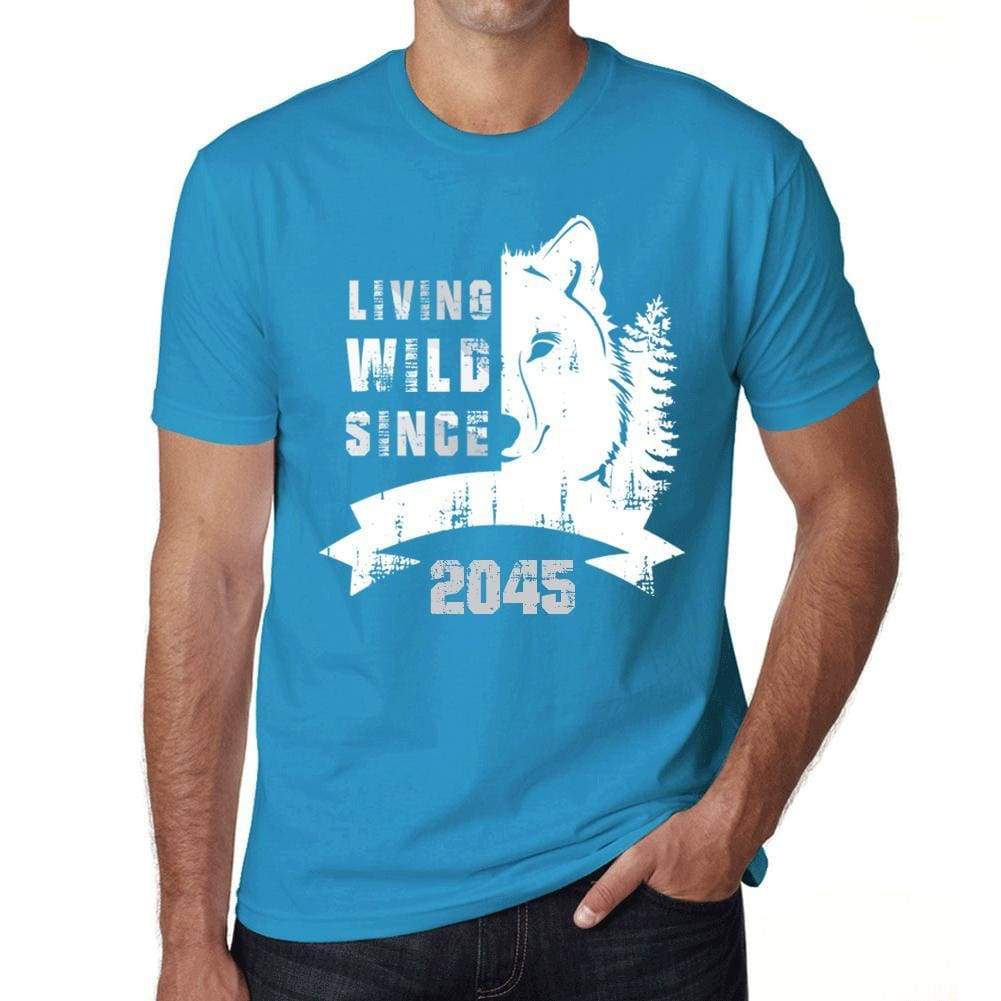 2045 Living Wild Since 2045 Mens T-Shirt Blue Birthday Gift 00499 - Blue / X-Small - Casual