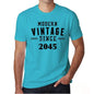 2045 Modern Vintage Blue Mens Short Sleeve Round Neck T-Shirt 00107 - Blue / S - Casual