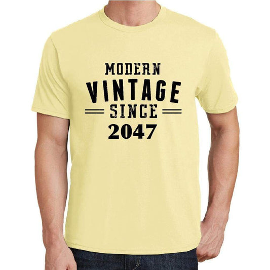 2047 Modern Vintage Yellow Mens Short Sleeve Round Neck T-Shirt 00106 - Yellow / S - Casual