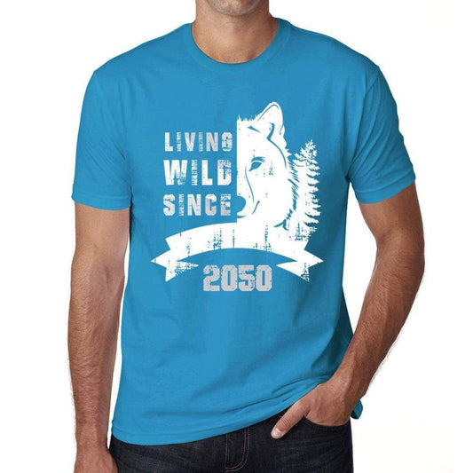 2050 Living Wild Since 2050 Mens T-Shirt Blue Birthday Gift 00499 - Blue / X-Small - Casual