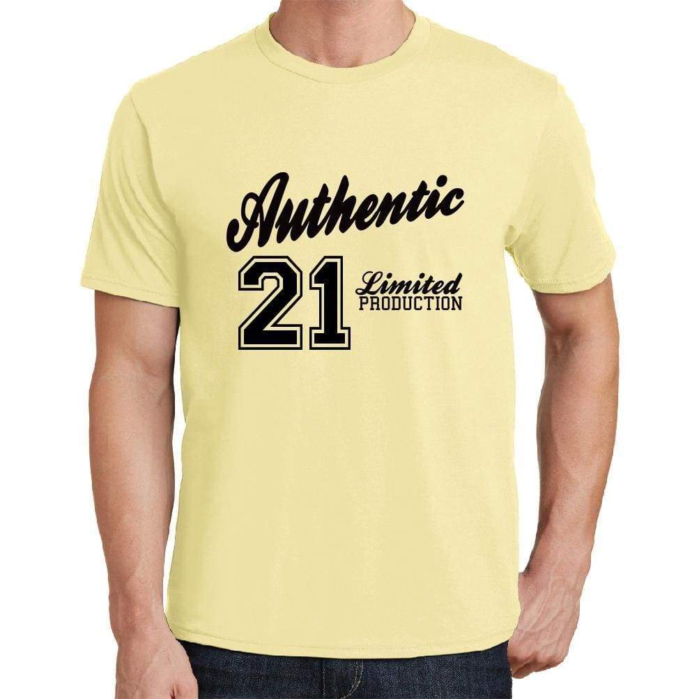 21 Authentic Yellow Mens Short Sleeve Round Neck T-Shirt - Yellow / S - Casual
