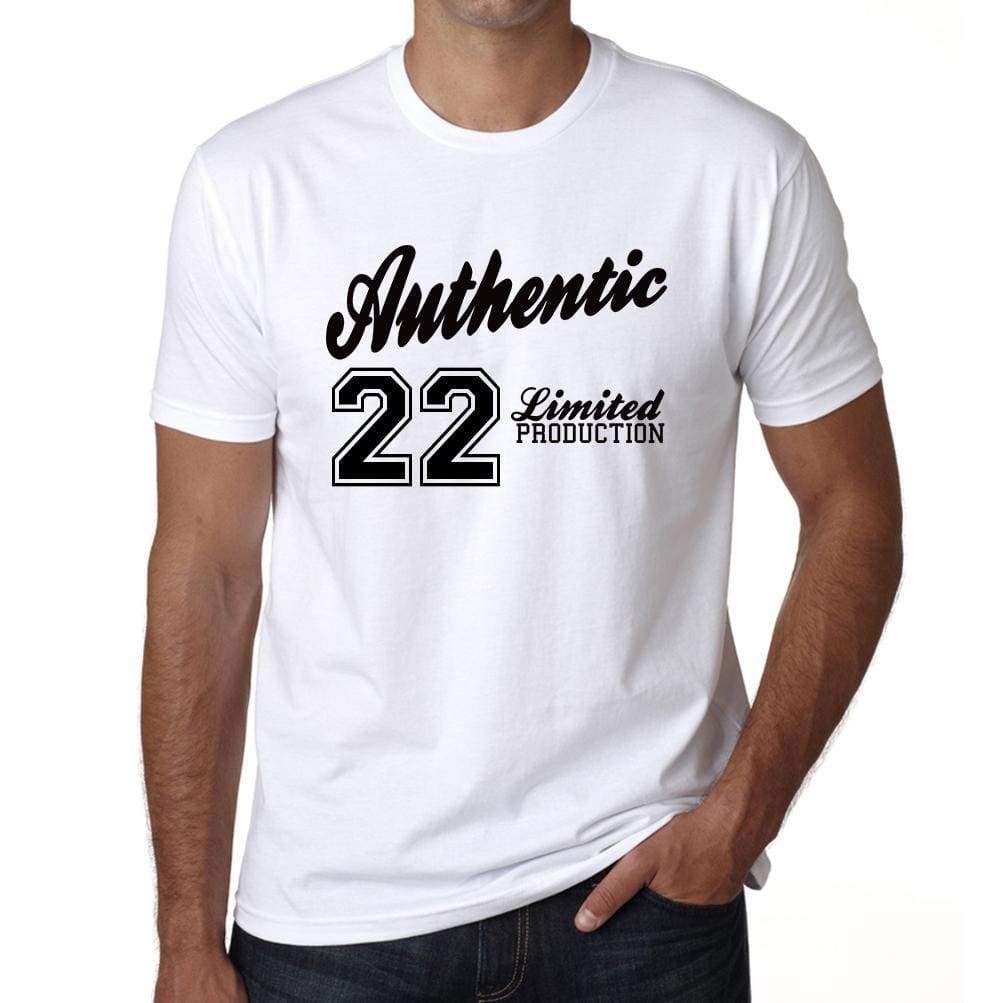 22 Authentic White Mens Short Sleeve Round Neck T-Shirt 00123 - White / L - Casual