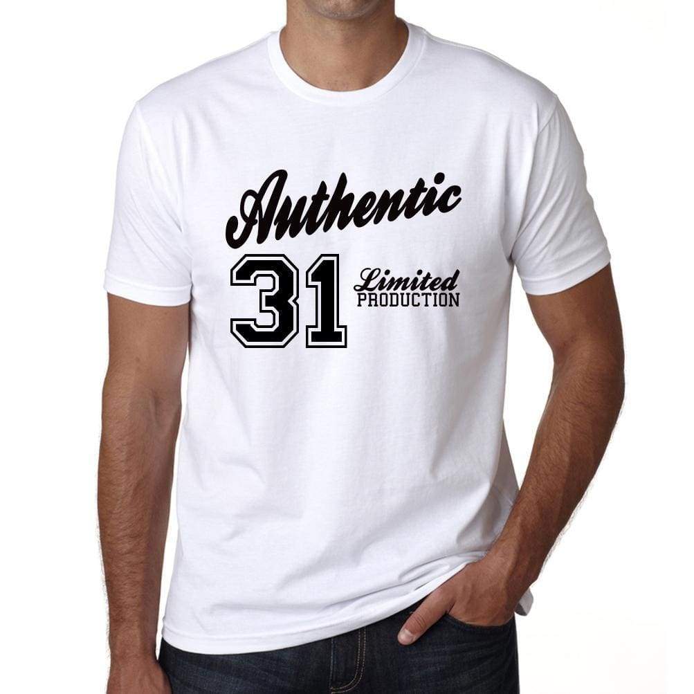 31 Authentic White Mens Short Sleeve Round Neck T-Shirt 00123 - White / L - Casual