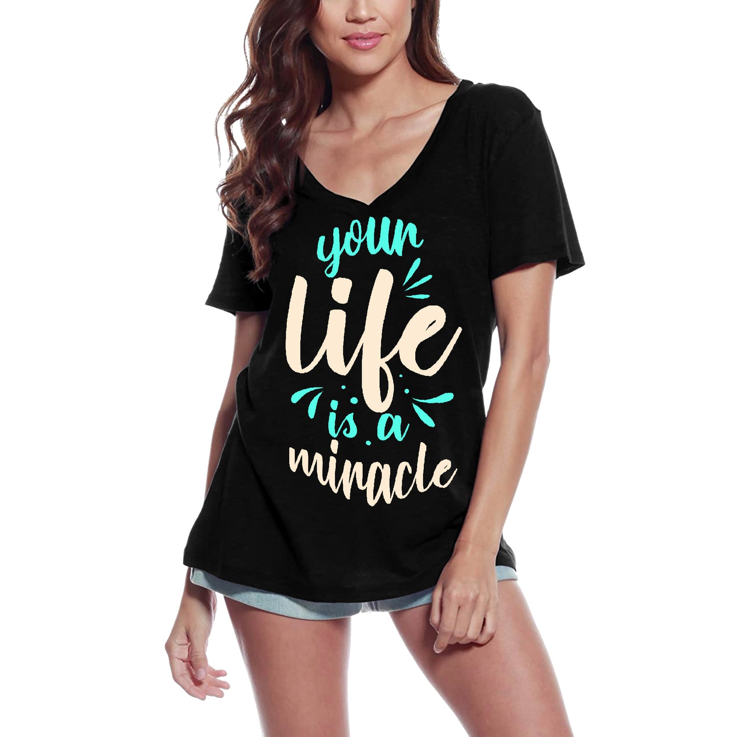 ULTRABASIC Women's T-Shirt Your Life Is a Miracle - Inspirational Shirt