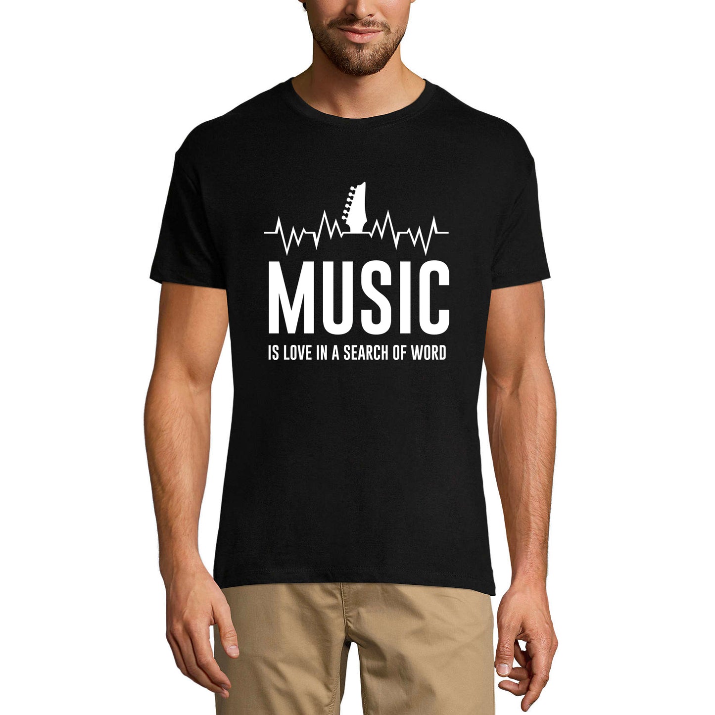 ULTRABASIC Men's T-Shirt Music is Love in Search of Word - Sound Beat Shirt