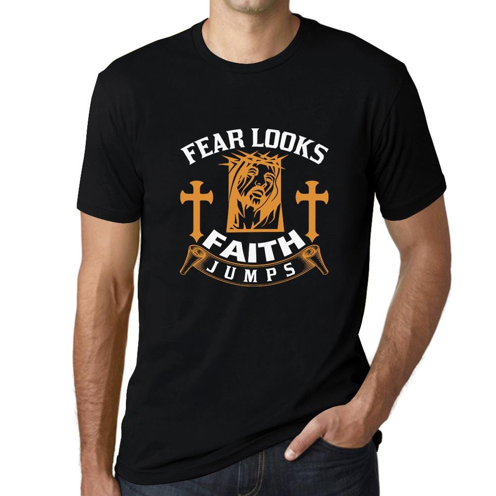 ULTRABASIC Men's T-Shirt Fear Looks Faith Jumps - Christian Religious Shirt religious t shirt church tshirt christian bible faith humble tee shirts for men god didnt send you playeras frases cristianas jesus warriors thankful quotes outfits gift love god love people cross empowering inspirational blessed graphic prayer