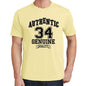 34 Authentic Genuine Yellow Mens Short Sleeve Round Neck T-Shirt 00119 - Yellow / S - Casual
