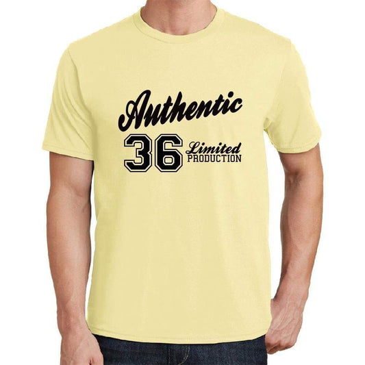 36 Authentic Yellow Mens Short Sleeve Round Neck T-Shirt - Yellow / S - Casual