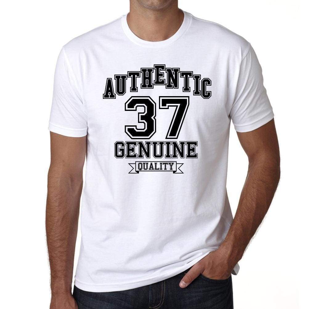 37 Authentic Genuine White Mens Short Sleeve Round Neck T-Shirt 00121 - White / S - Casual