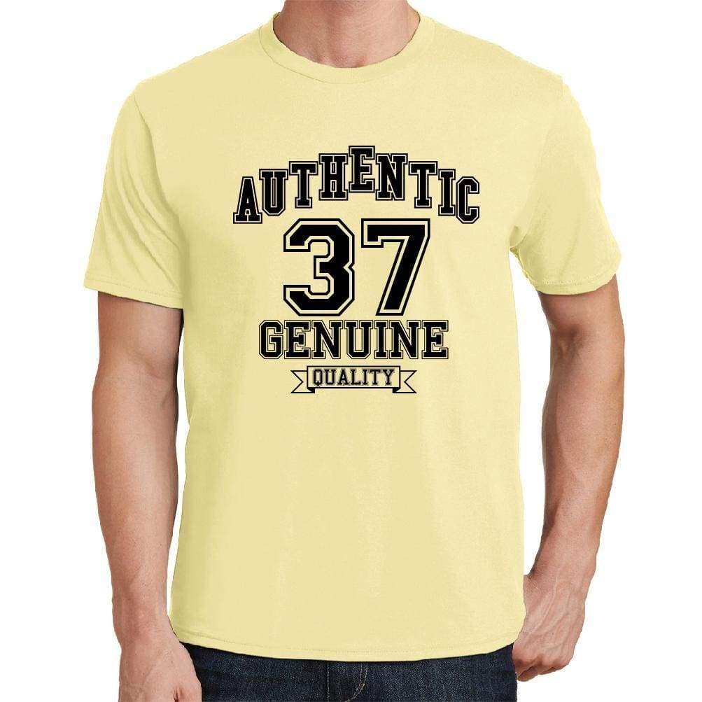 37 Authentic Genuine Yellow Mens Short Sleeve Round Neck T-Shirt 00119 - Yellow / S - Casual