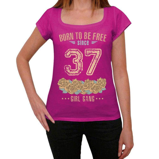 37 Born To Be Free Since 37 Womens T Shirt Pink Birthday Gift 00533 - Pink / Xs - Casual
