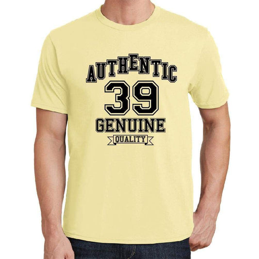 39 Authentic Genuine Yellow Mens Short Sleeve Round Neck T-Shirt 00119 - Yellow / S - Casual