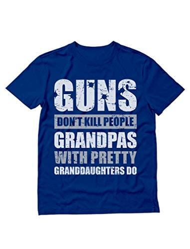 Men's T-Shirt Guns Don't Kill Grandpas Granddaughter Grandpa, Papa T-Shirt Blue