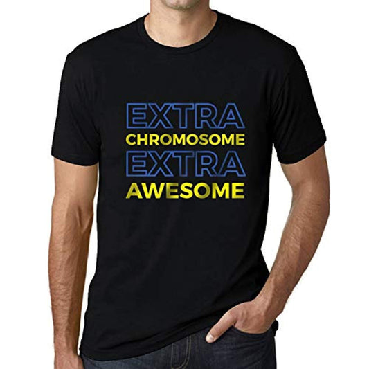 T-Shirt Graphique Homme Syndrome de Down Extra Chromosome Extra Awesome <span>Noir Profond</span>