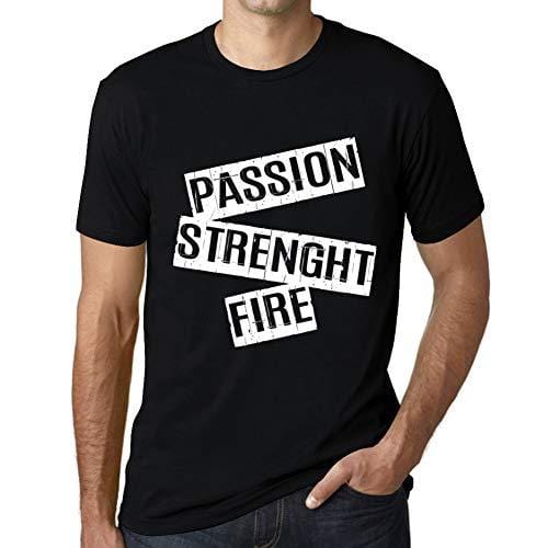 Ultrabasic - Homme T-Shirt Graphique Passion Strength Fire T-Shirt Cadeau Lettre d'impression Noir Profond