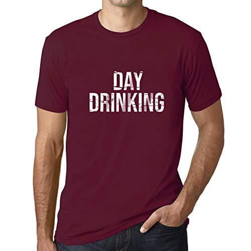Ultrabasic - Homme Graphique Drinking All Day Impression de Lettre Tee Shirt Cadeau Bordeaux