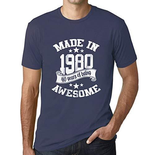 Ultrabasic - Homme T-Shirt Graphique Made in 1980 Idée Cadeau T-Shirt pour Le 40e Anniversaire Denim