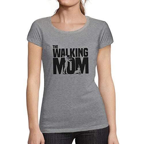 Ultrabasic - Femme Graphique Walking Mom T-Shirt Action de Grâces Xmas Cadeau Idées Tee Gris Chiné