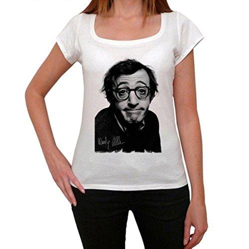 Woody Allen, Tee Shirt Femme, imprimé célébrité,Blanc