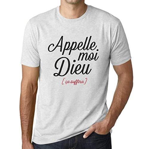 Homme T-Shirt Graphique Imprimé Vintage Tee Appelle Moi Dieu Blanc Chiné