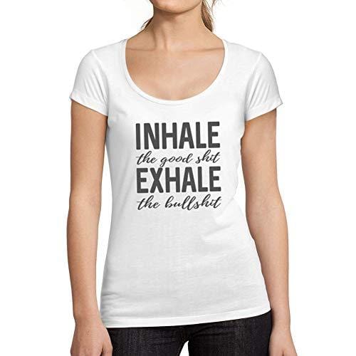 Ultrabasic - Tee-Shirt Femme col Rond Décolleté Inhale Exhale