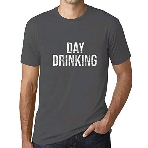 Ultrabasic - Homme Graphique Drinking All Day Impression de Lettre Tee Shirt Cadeau Gris Souris
