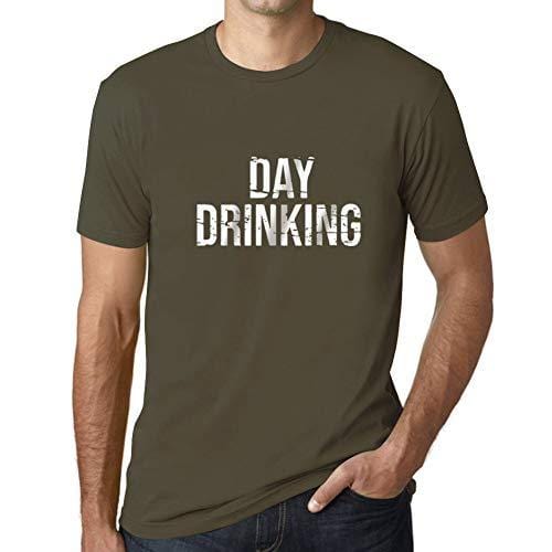 Ultrabasic - Homme Graphique Drinking All Day Impression de Lettre Tee Shirt Cadeau Army