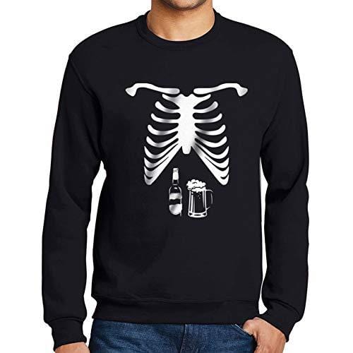 Ultrabasic - Homme Imprimé Graphique Sweat-Shirt Skeleton Beer Belly Xray Tee Halloween Noir Profond