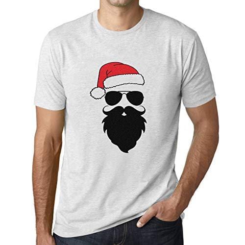 Ultrabasic - Homme Graphique Marrant Père Noël Cool Impression de Lettre Tee Shirt Cadeau Blanc Chiné