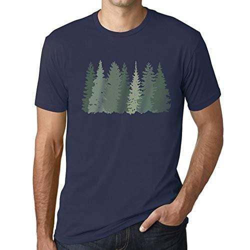 Ultrabasic - Homme T-Shirt Graphiques Arbres Forestiers French Marine