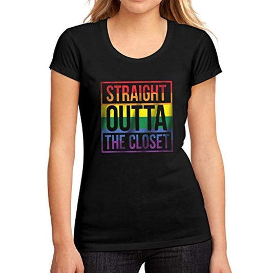 Ultrabasic T-Shirt Graphique Femme LGBT Straight Outta The Closet <span>Noir Profond</span>