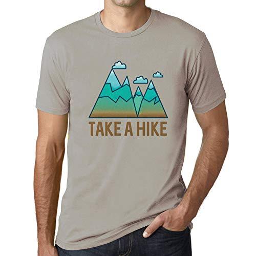 Ultrabasic - Homme Graphique Col V Tee Shirt Take a Hike Gris Clair