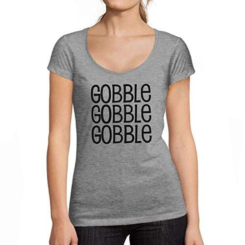 Ultrabasic - Tee-Shirt Femme col Rond Décolleté Gobble Gobble Letter Casual Fashion Gris Chiné