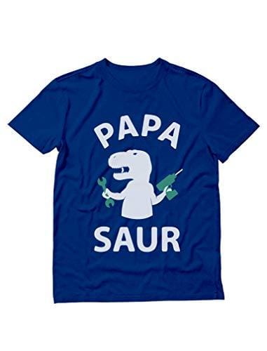 Men's T-Shit Grandpa Dad Fathers Day T-Shirt Papa Saur TREX Dad Blue