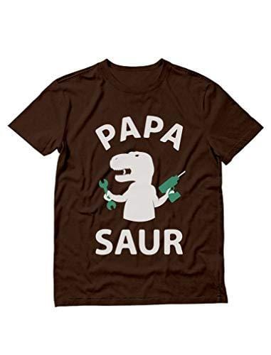 Men's T-Shit Grandpa Dad Fathers Day T-Shirt Papa Saur TREX Dad Brown