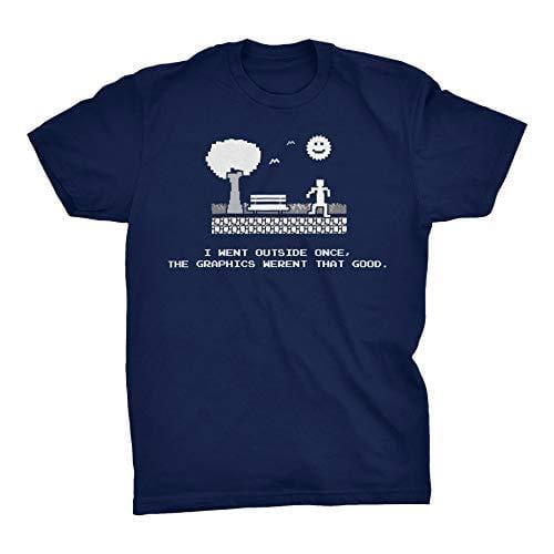 Men's Tshirt I Went Outside Once, The Graphics Weren't That Funny Gamer T-Shirt Navy