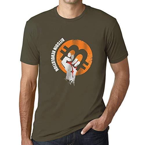 Ultrabasic - Homme T-Shirt Révolution Bitcoin T-Shirt HODL BTC Crypto Commerçants Cadeau Imprimé Tée-Shirt Army