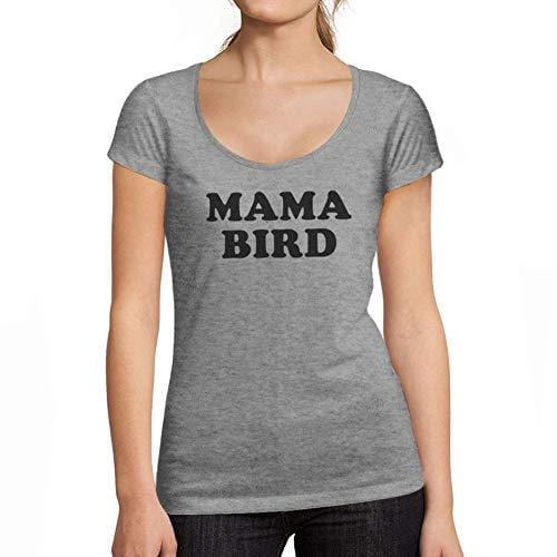 Ultrabasic - Tee-Shirt Femme col Rond Décolleté Mama Bird T-Shirt Gris Chiné