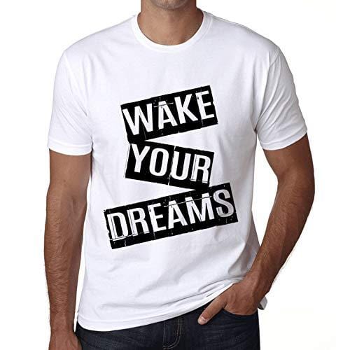 Ultrabasic - Homme T-Shirt Graphique Wake Your Dreams T-Shirt Cadeau Lettre d'impression Blanc