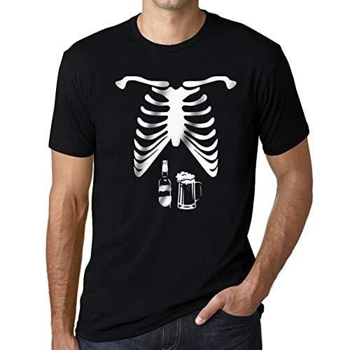 Ultrabasic - Homme T-Shirt Graphique Squelette Ventre Bière X Ray Tee Shirt Cadeau de Halloween Noir Profond