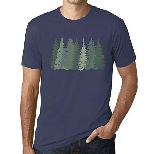 Ultrabasic - Homme T-Shirt Graphiques Arbres Forestiers Denim