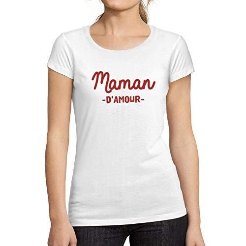 Ultrabasic - Femme Graphique Maman d'amour Imprimé des Lettres T-Shirt Blanc