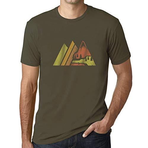 Ultrabasic - Homme Graphique Montagne Rétro Écran Impression de Lettre Tee Shirt Cadeau Army