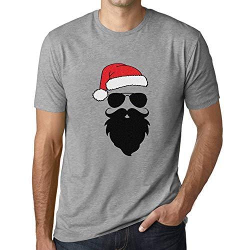 Ultrabasic - Homme Graphique Marrant Père Noël Cool Impression de Lettre Tee Shirt Cadeau Gris Chiné