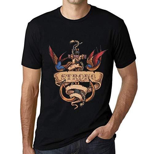 Ultrabasic - Homme T-Shirt Graphique Anchor Tattoo Strong Noir Profond