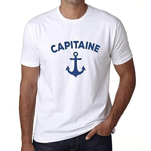Homme T-Shirt Graphique Imprimé Vintage Tee Capitaine Blanc